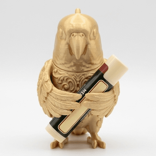 ウロコインコのルネサンス肖像画リップケース(シルクゴールド)