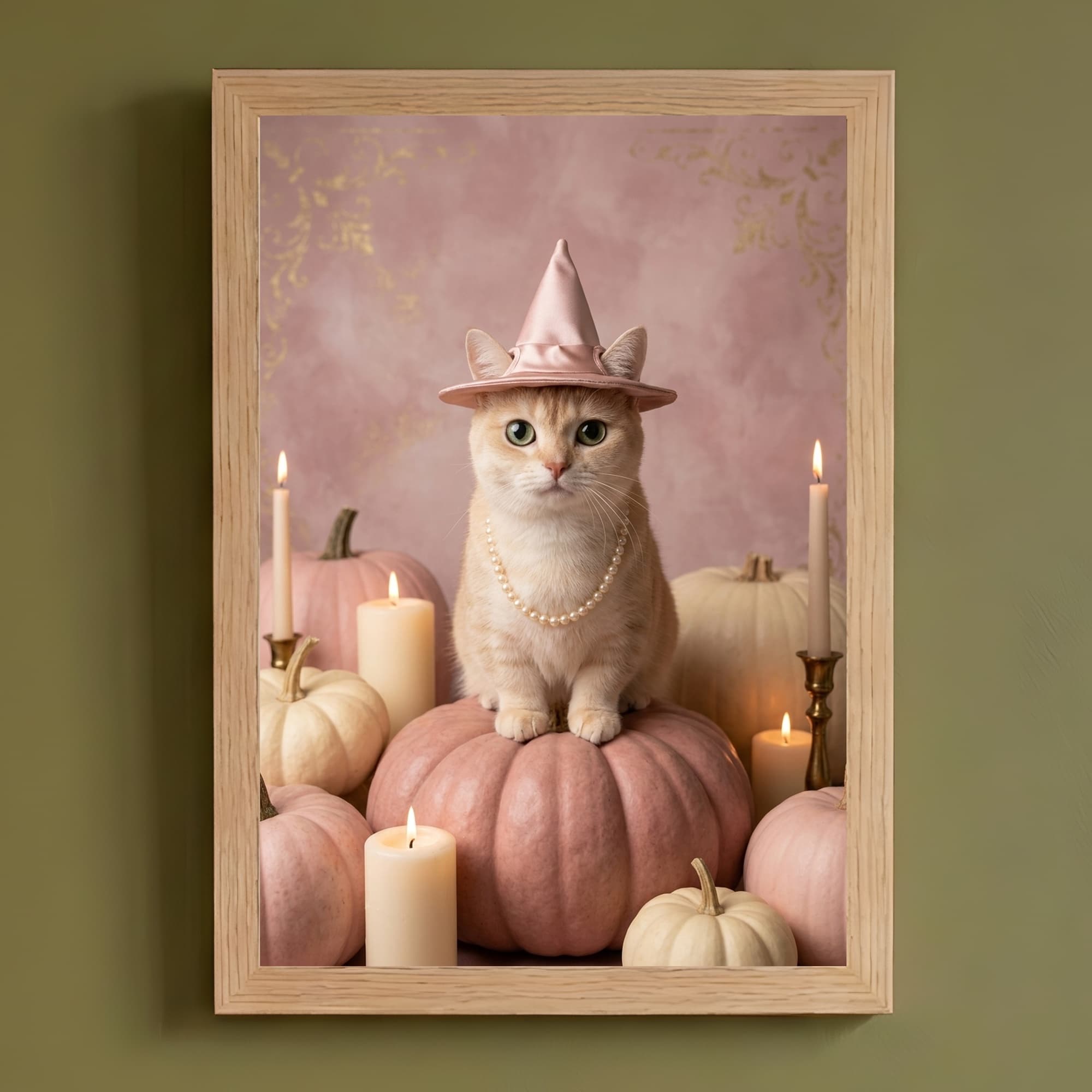 Munchkin Pumpkin & Candlelight Oil-Painting Halloween Framed Art Print (A4)