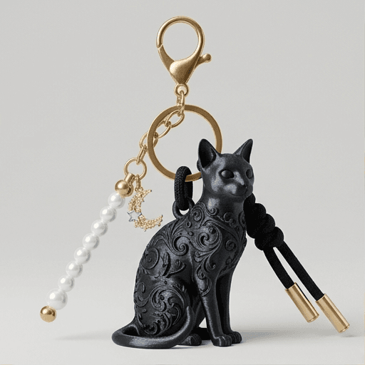 Siamese Renaissance Portrait Keychain (Silky Black)