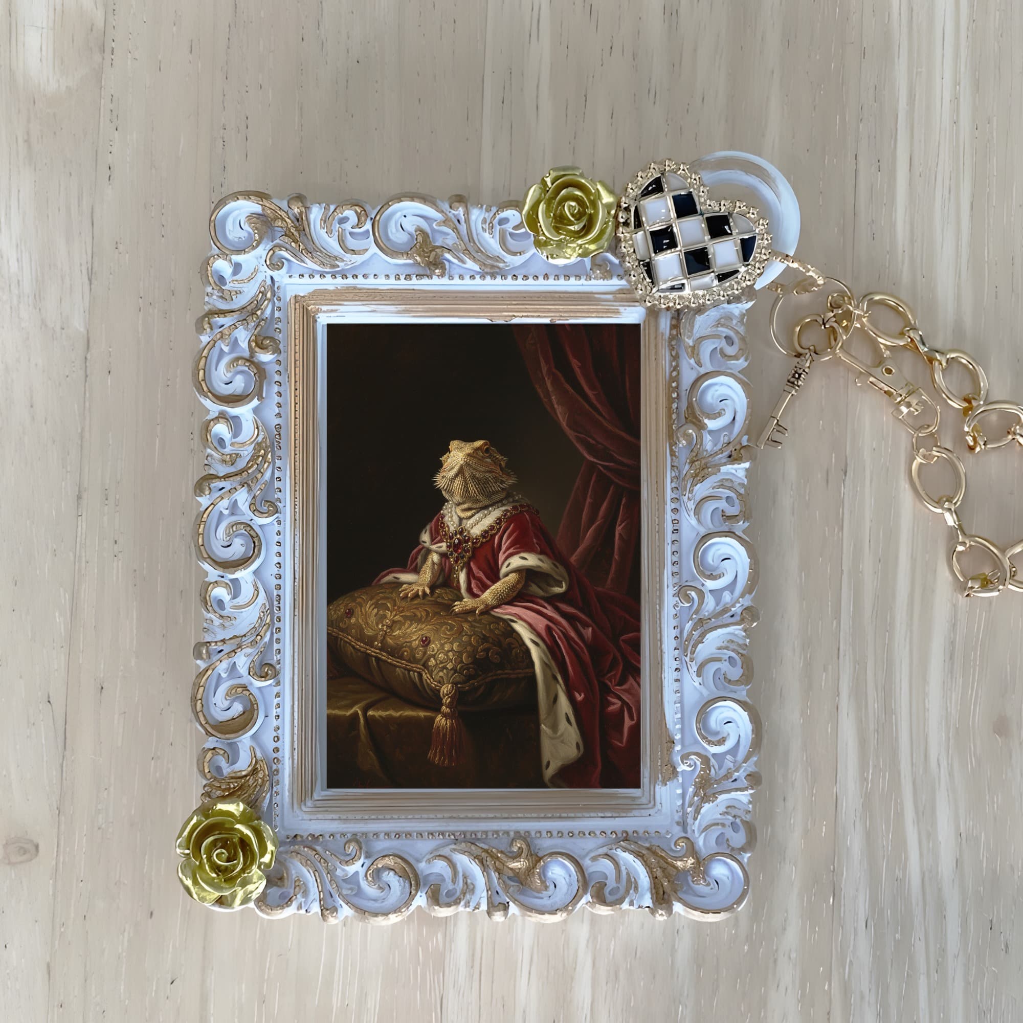 Desert Iguana Renaissance Portrait Bag Charm (White)