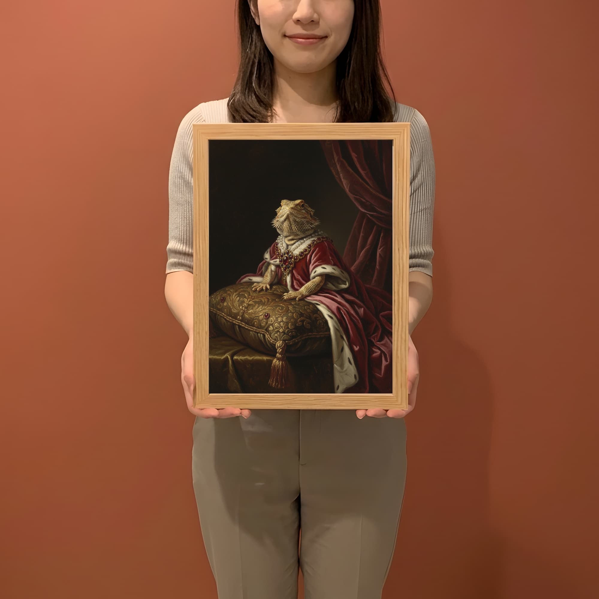 サバクイグアナのルネサンス肖像画額装プリント(A4サイズ) 2