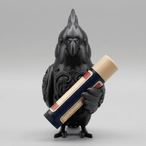オカメインコのルネサンス肖像画リップケース(シルクブラック)