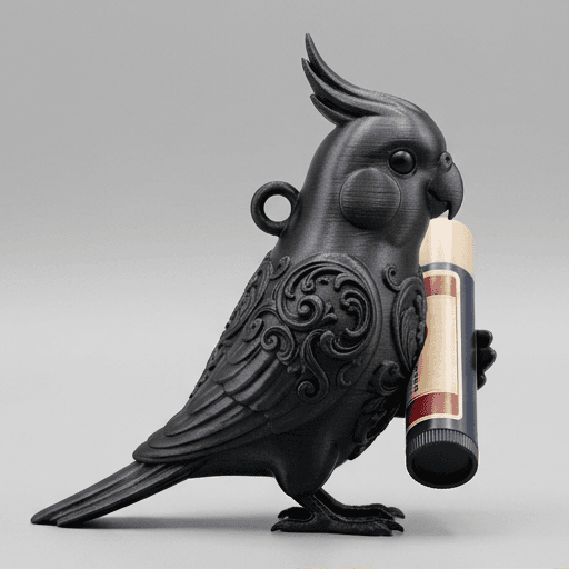 オカメインコのルネサンス肖像画リップケース(シルクブラック) 2