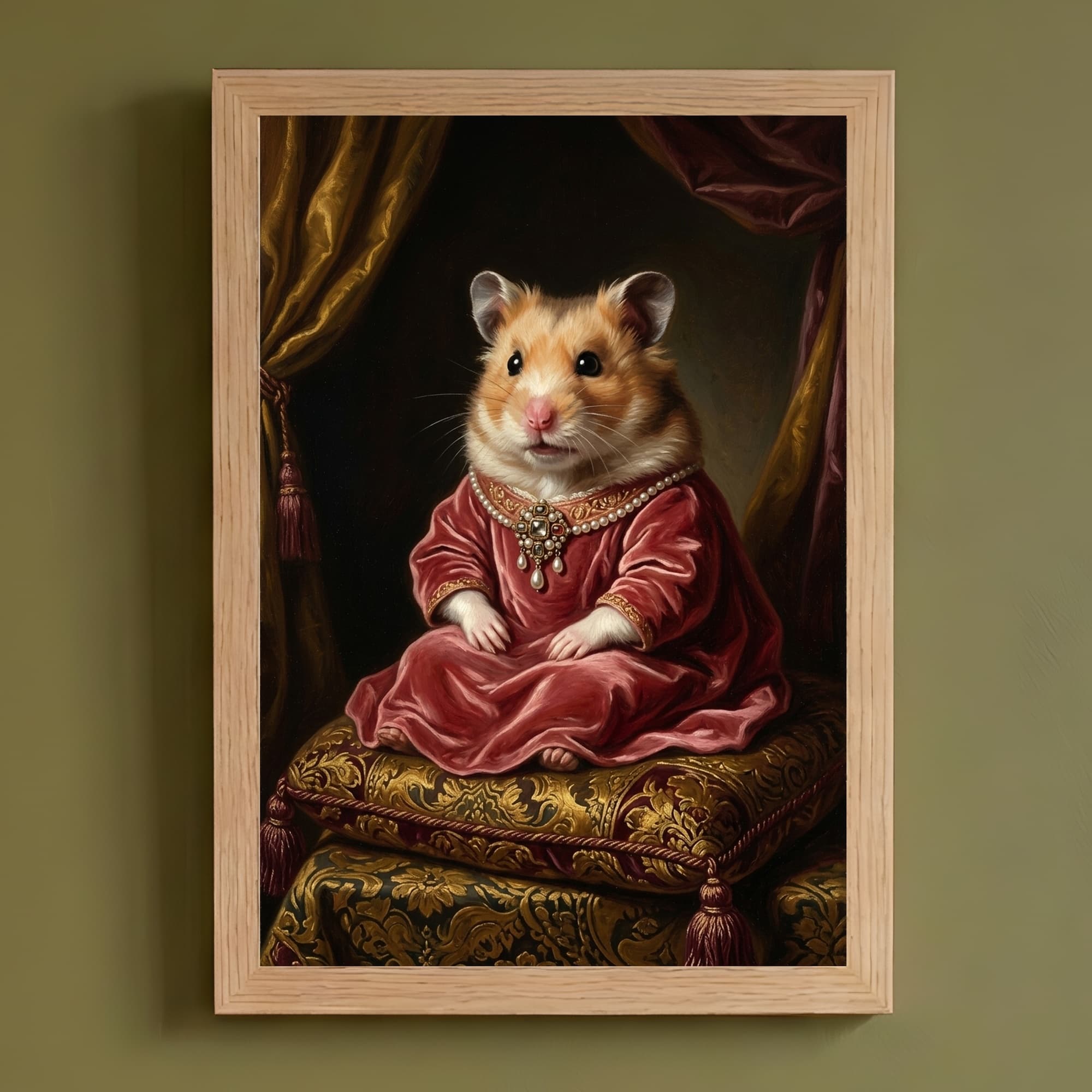 ファンシーハムスターのルネサンス肖像画額装プリント(A4サイズ)