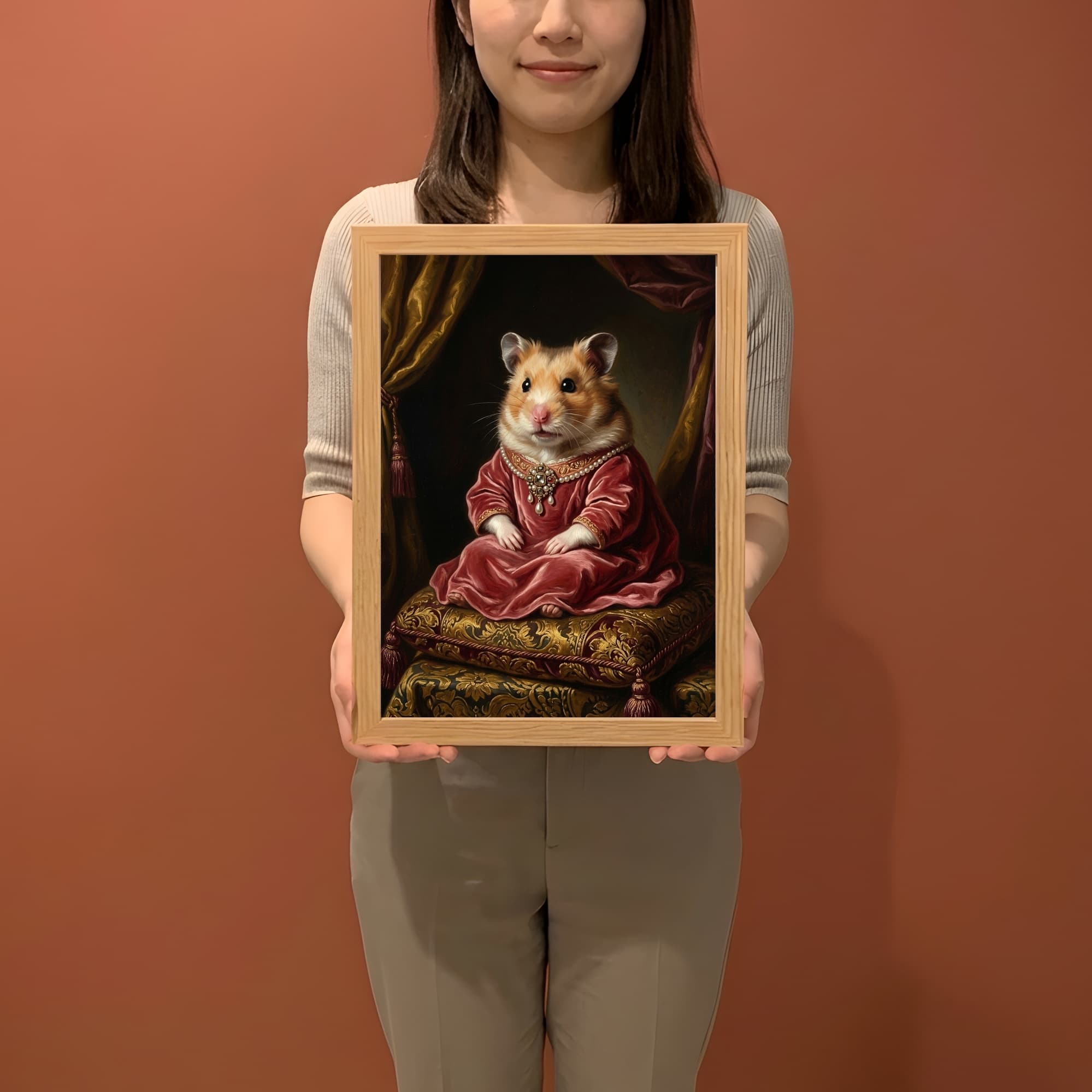 ファンシーハムスターのルネサンス肖像画額装プリント(A4サイズ) 2
