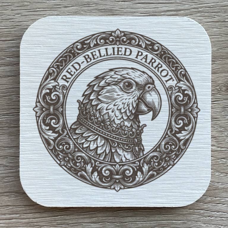 アカハラインコのルネサンス肖像画コースターセット