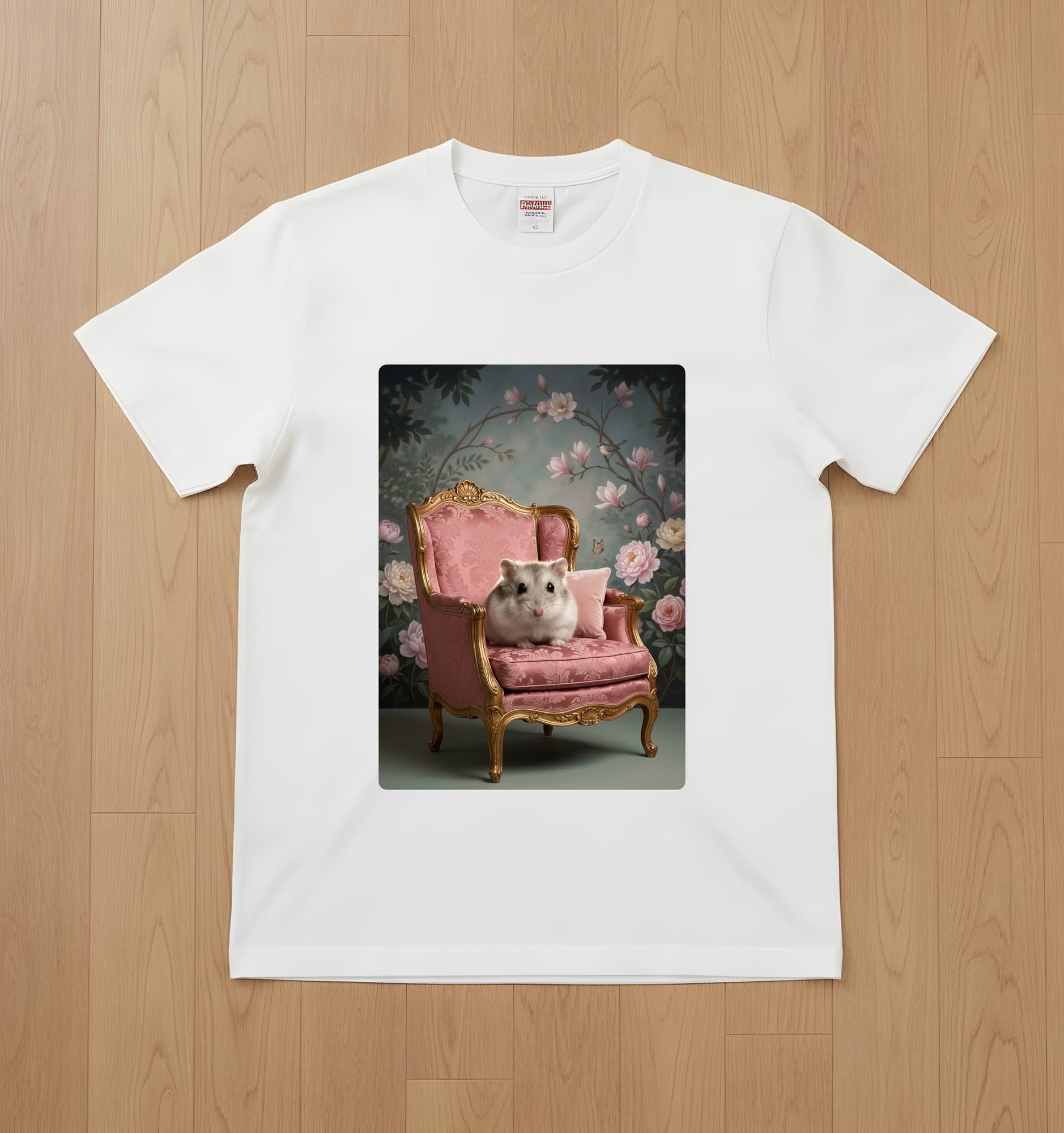 Winter White hamster Shabby Pink Oil-Painting Rococo T-Shirt (White)