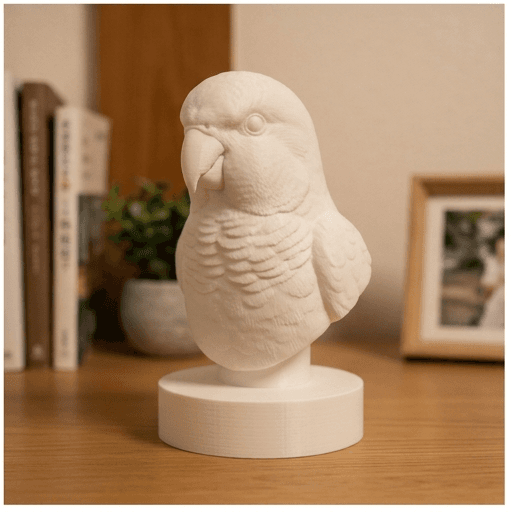 Quaker Parrot Renaissance Portrait Bust Sculpture