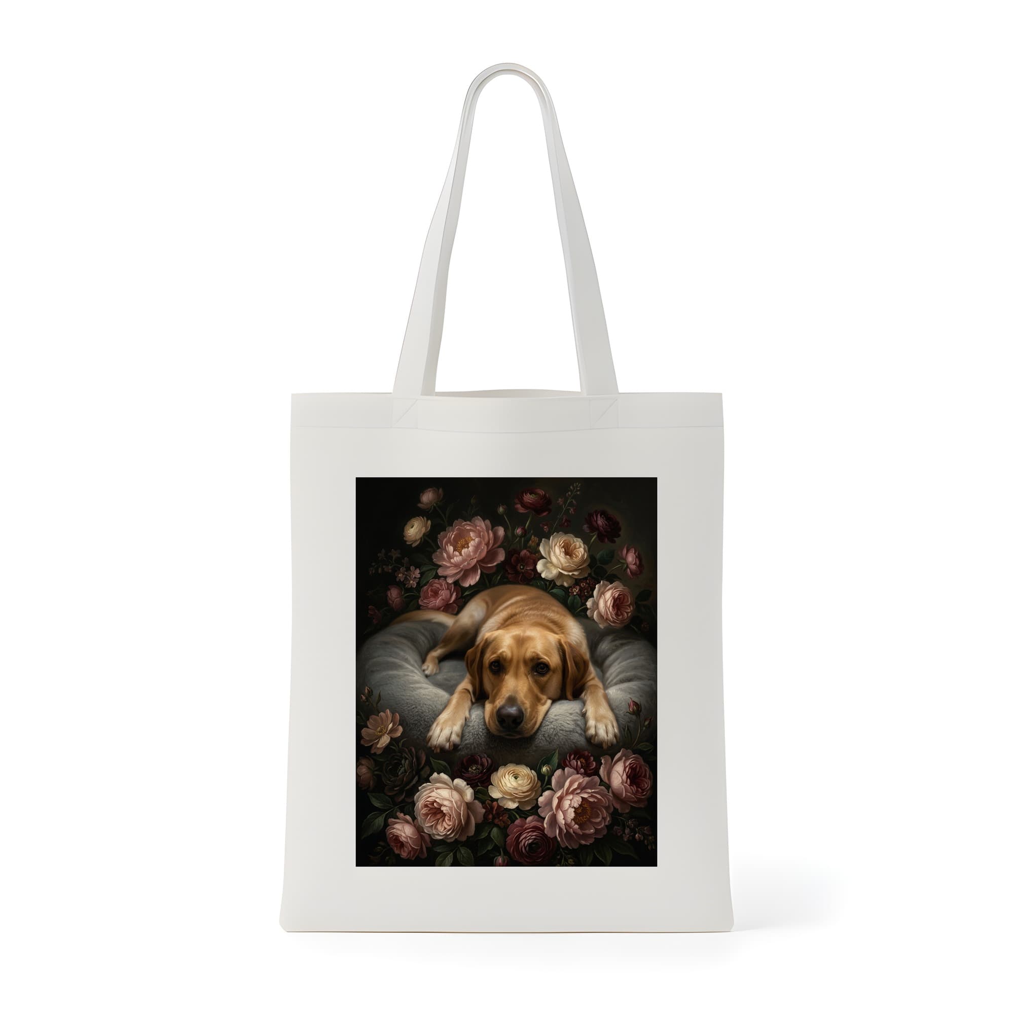 Labrador retriever Floral Oil-Painting Floral Tote Bag
