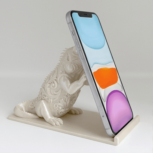 Desert Iguana Renaissance Portrait Phone Stand (Pearl White)