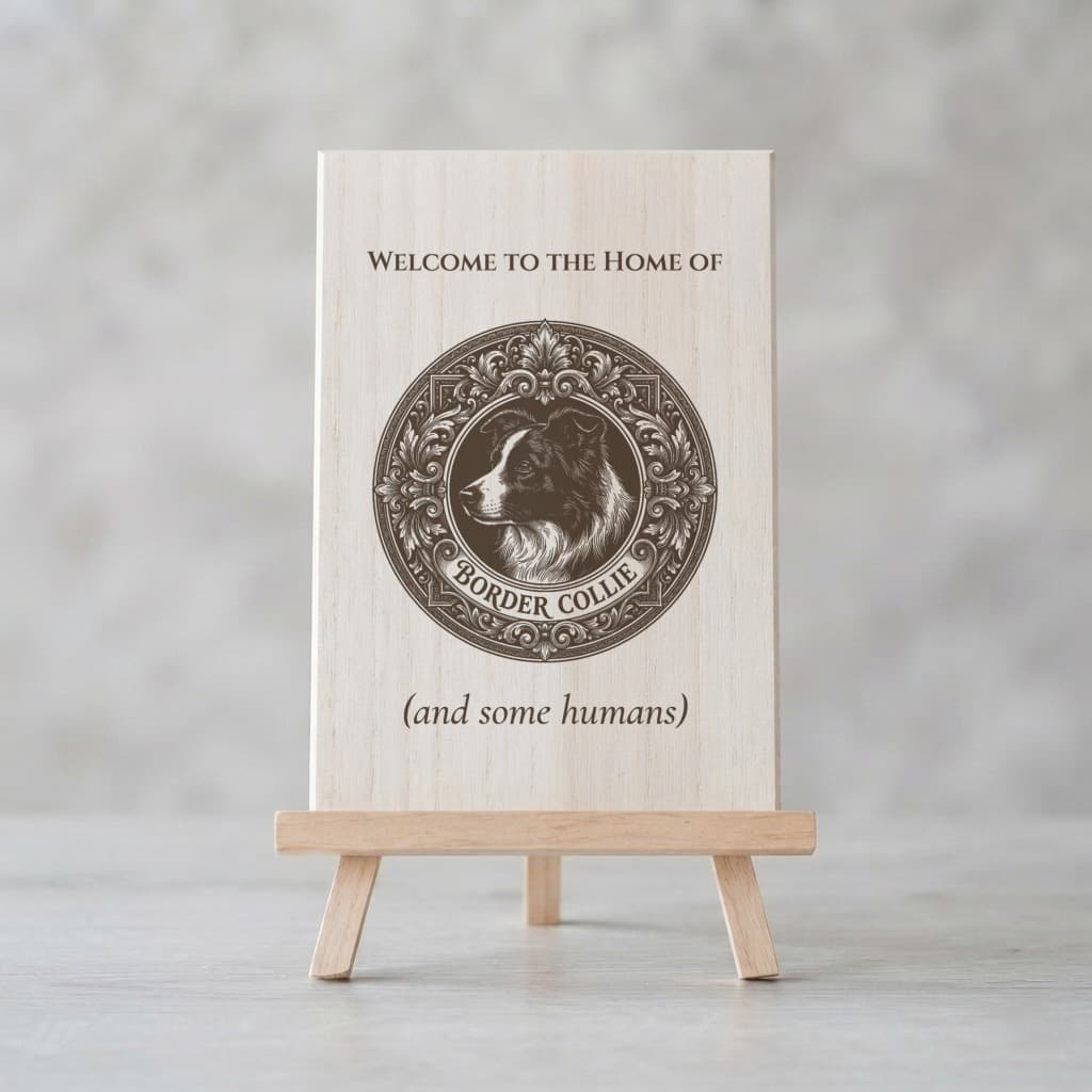 border collie Renaissance Portrait Wooden Welcome Board