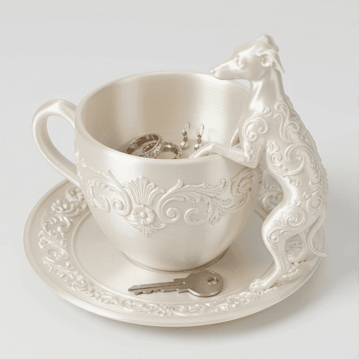 Italian greyhound Renaissance Portrait Trinket Tray (Pearl White)