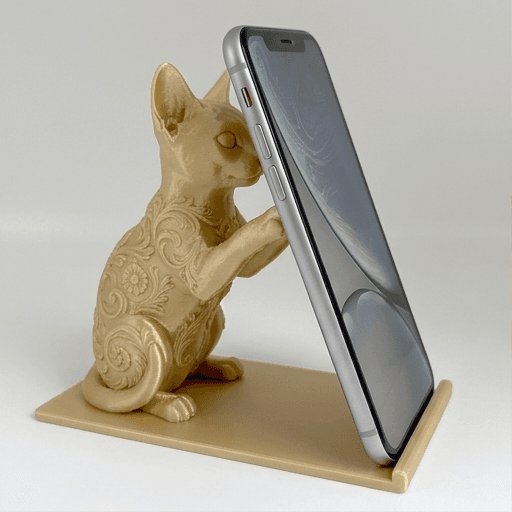 アビシニアンのルネサンス肖像画スマホスタンド(シルクゴールド)