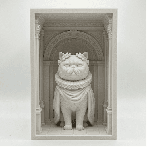 Exotic Shorthair Renaissance Portrait Booknook Diorama