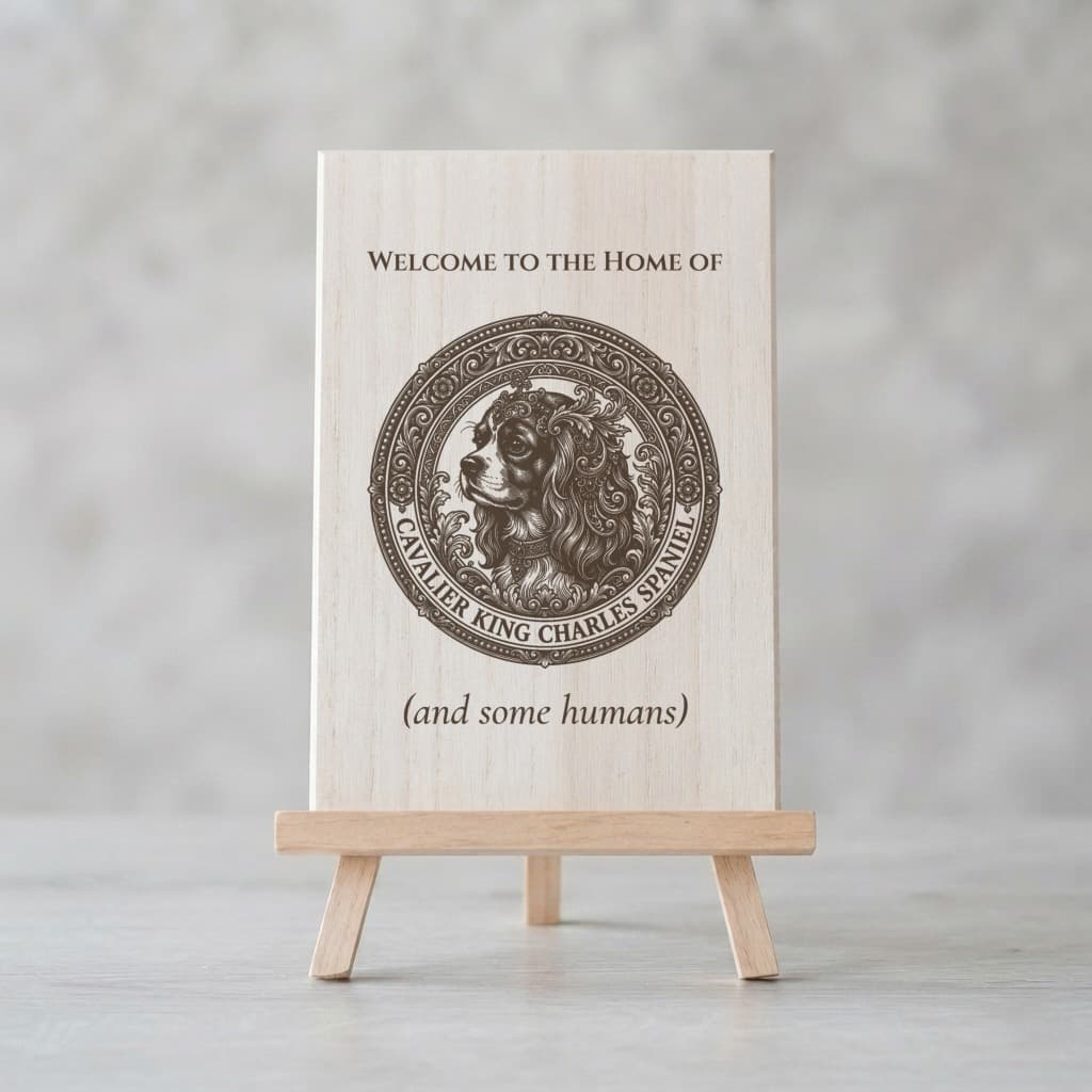Cavalier King Charles spaniel Renaissance Portrait Wooden Welcome Board