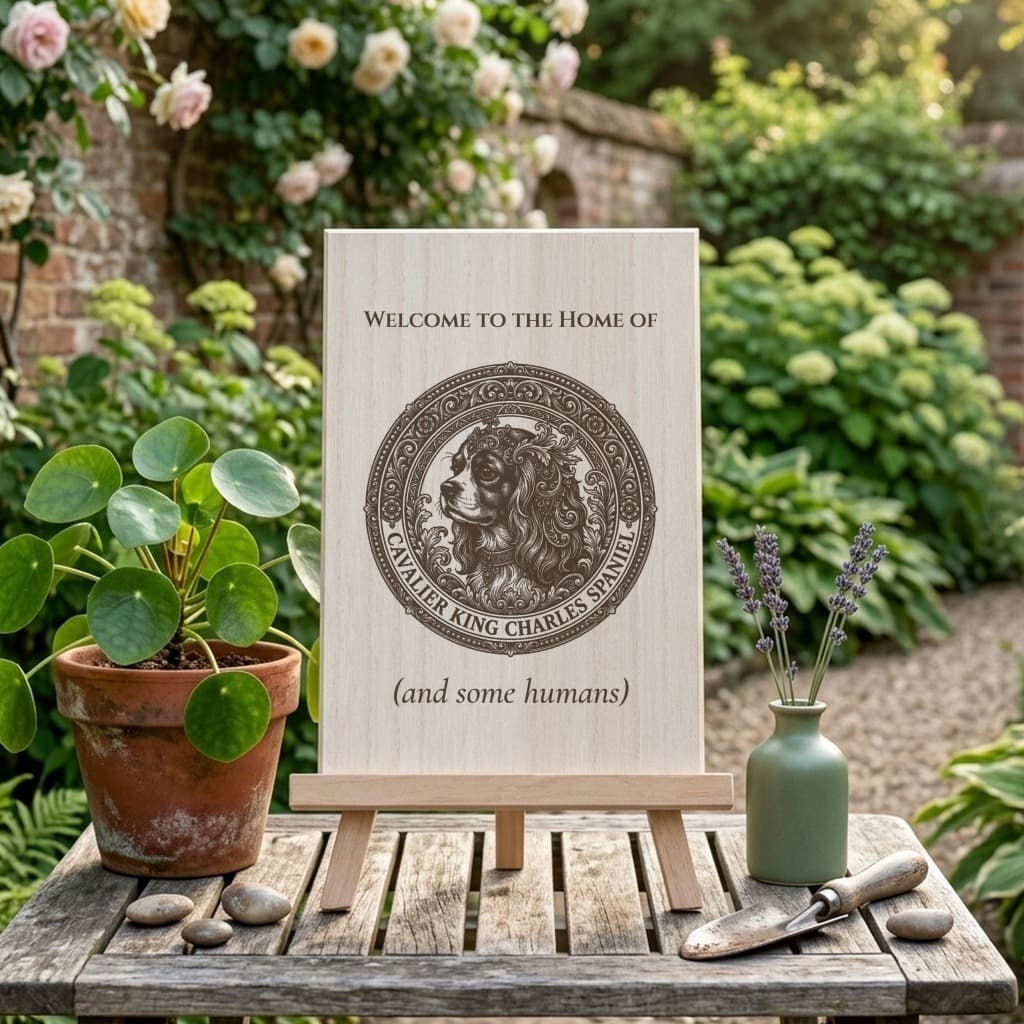 Cavalier King Charles spaniel Renaissance Portrait Wooden Welcome Board 4