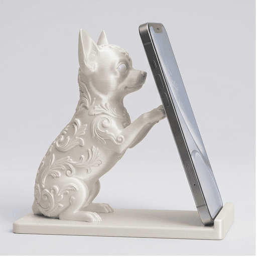 チワワのルネサンス肖像画スマホスタンド(シルクホワイト)