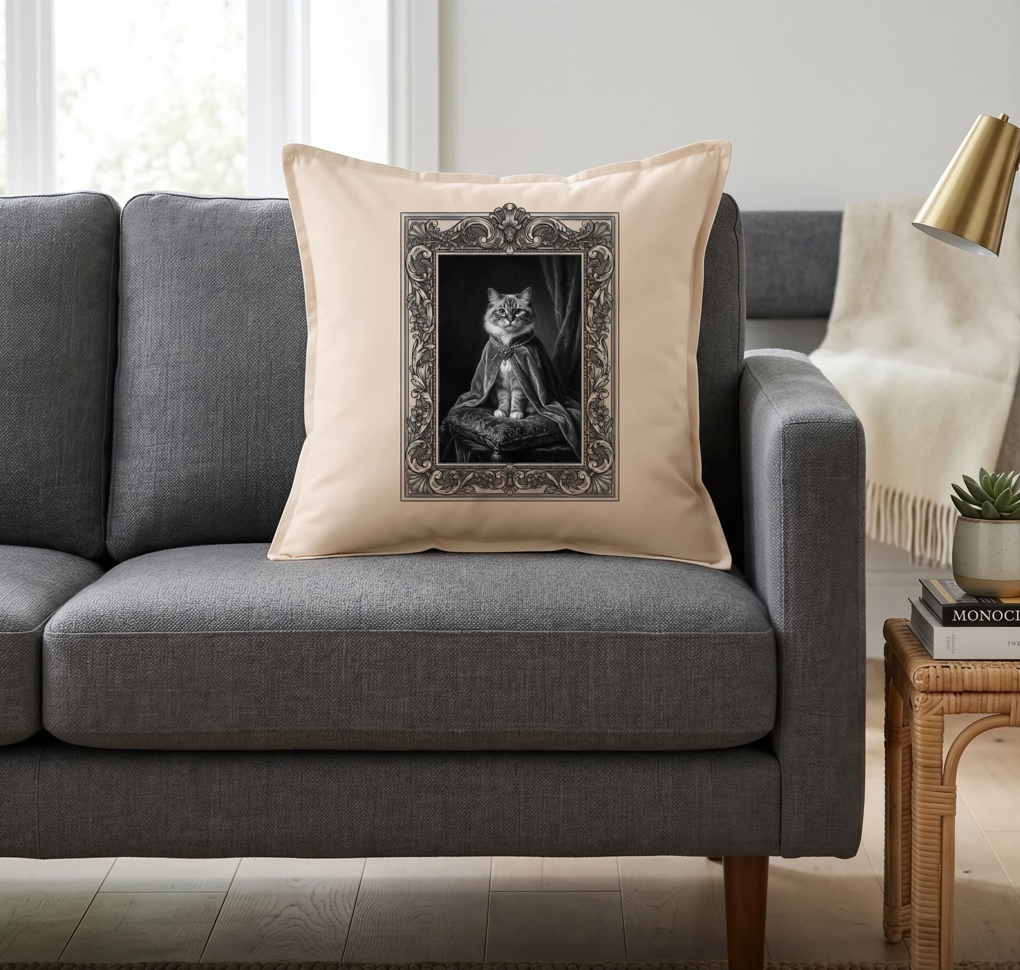 Ragdoll Renaissance Portrait Throw Cushion (Framed Design) 2