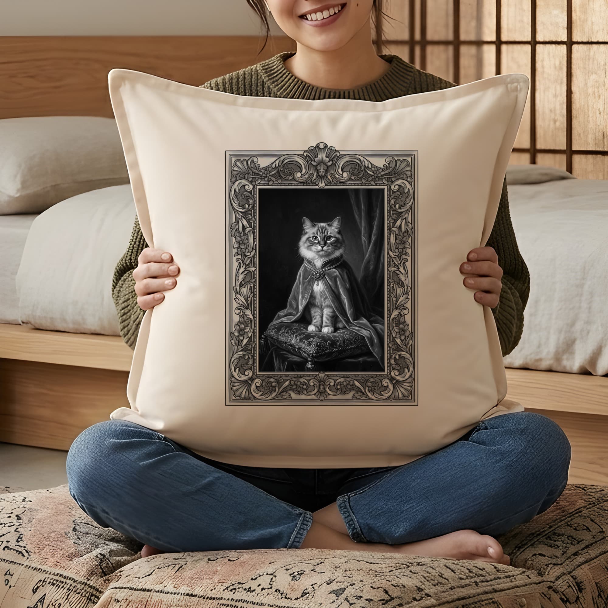 Ragdoll Renaissance Portrait Throw Cushion (Framed Design) 3