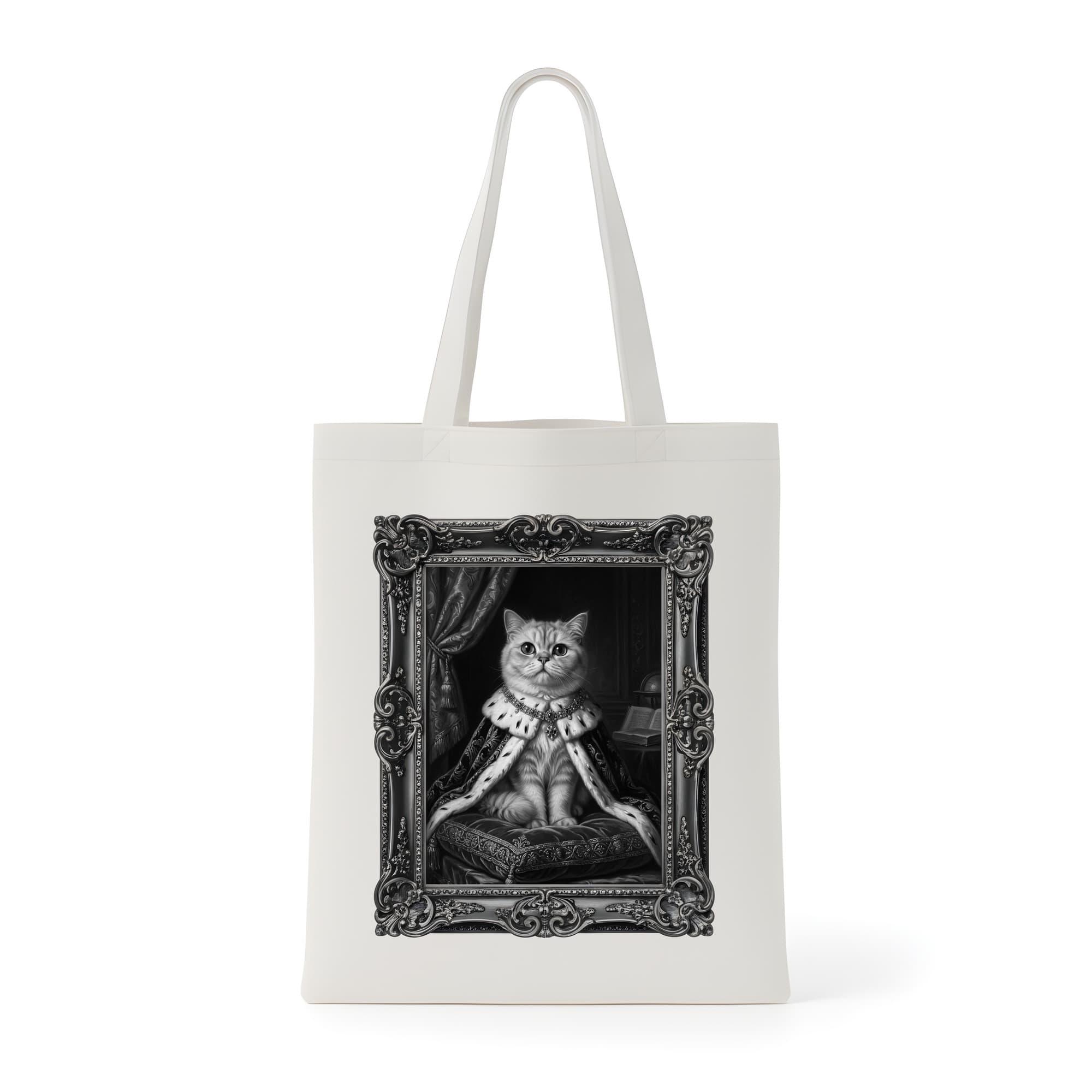 Chinchilla Persian Renaissance Portrait Tote Bag (Monochrome Print, Framed Design)