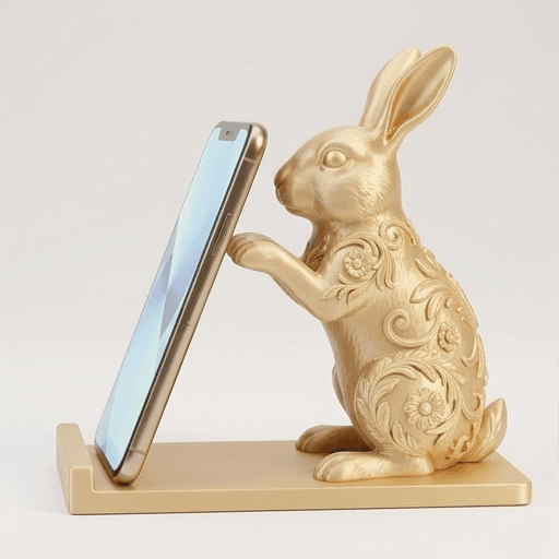 サテンのルネサンス肖像画スマホスタンド(シルクゴールド)
