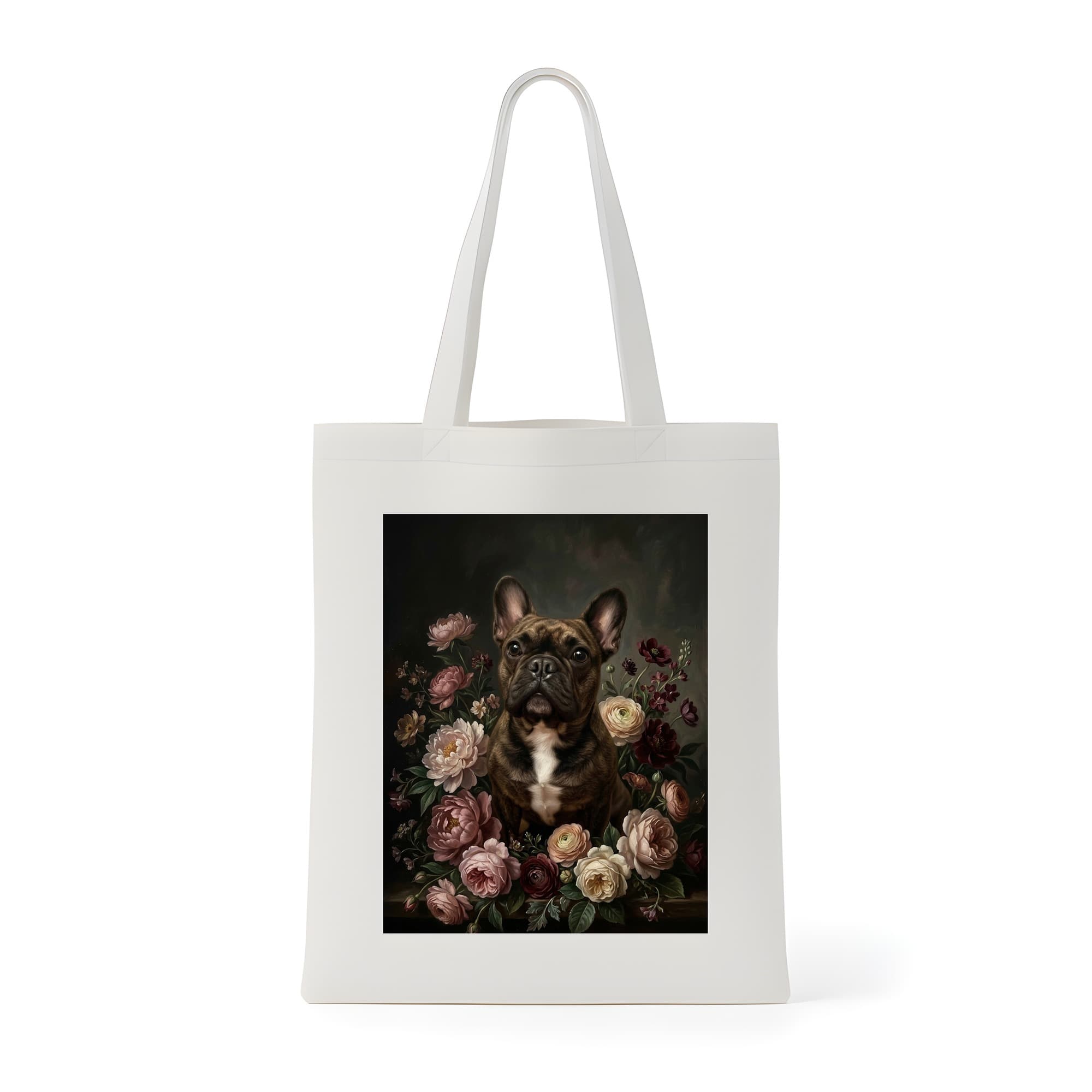 French bulldog Floral Oil-Painting Floral Tote Bag