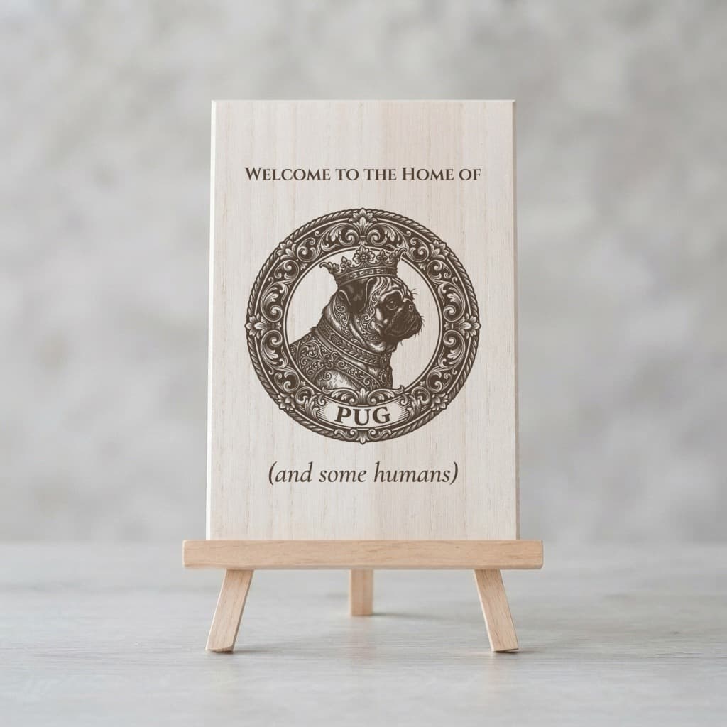 pug Renaissance Portrait Wooden Welcome Board