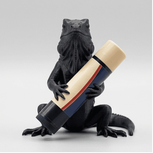 Red Iguana Renaissance Portrait Lip Balm Case (Silky Black)