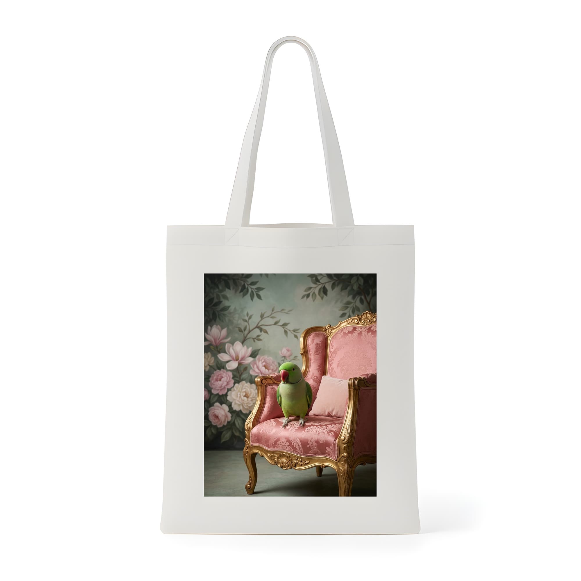 Alexandrine Parakeet Shabby Pink Oil-Painting Rococo Tote Bag