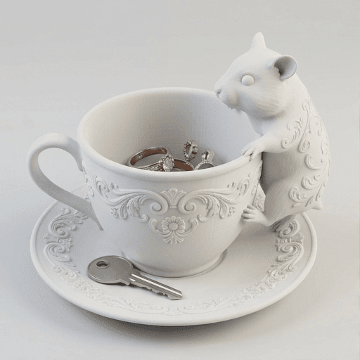 チャイニーズハムスターのルネサンス肖像画アクセサリートレイ(マットホワイト)