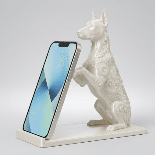 Doberman Renaissance Portrait Phone Stand (Pearl White)