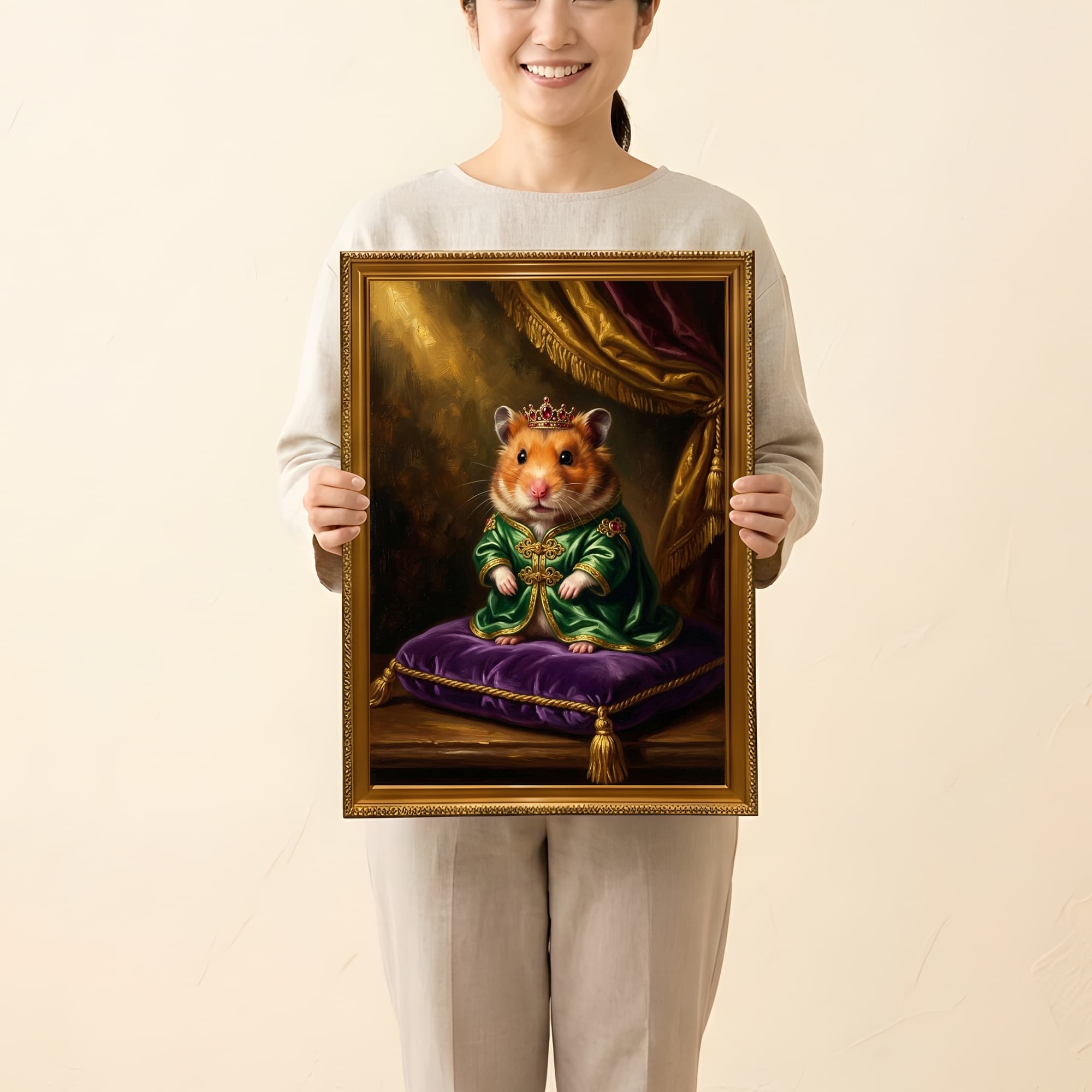 ゴールデンハムスターのルネサンス肖像画額装プリント(A3サイズ) 2