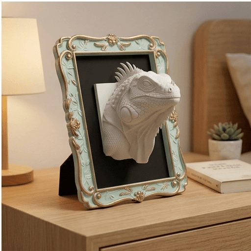 Red Iguana Renaissance Portrait Wall Relief
