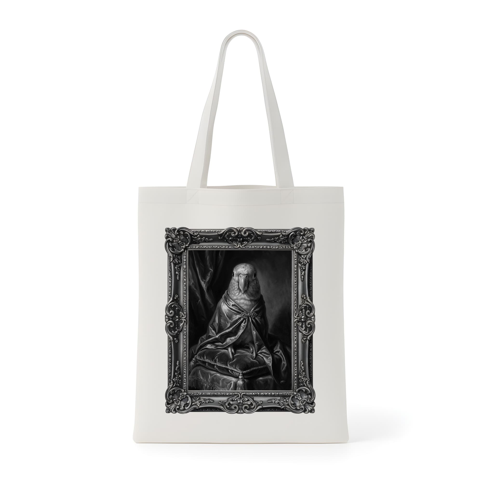 Meyer's Parrot Renaissance Portrait Tote Bag (Monochrome Print, Framed Design)