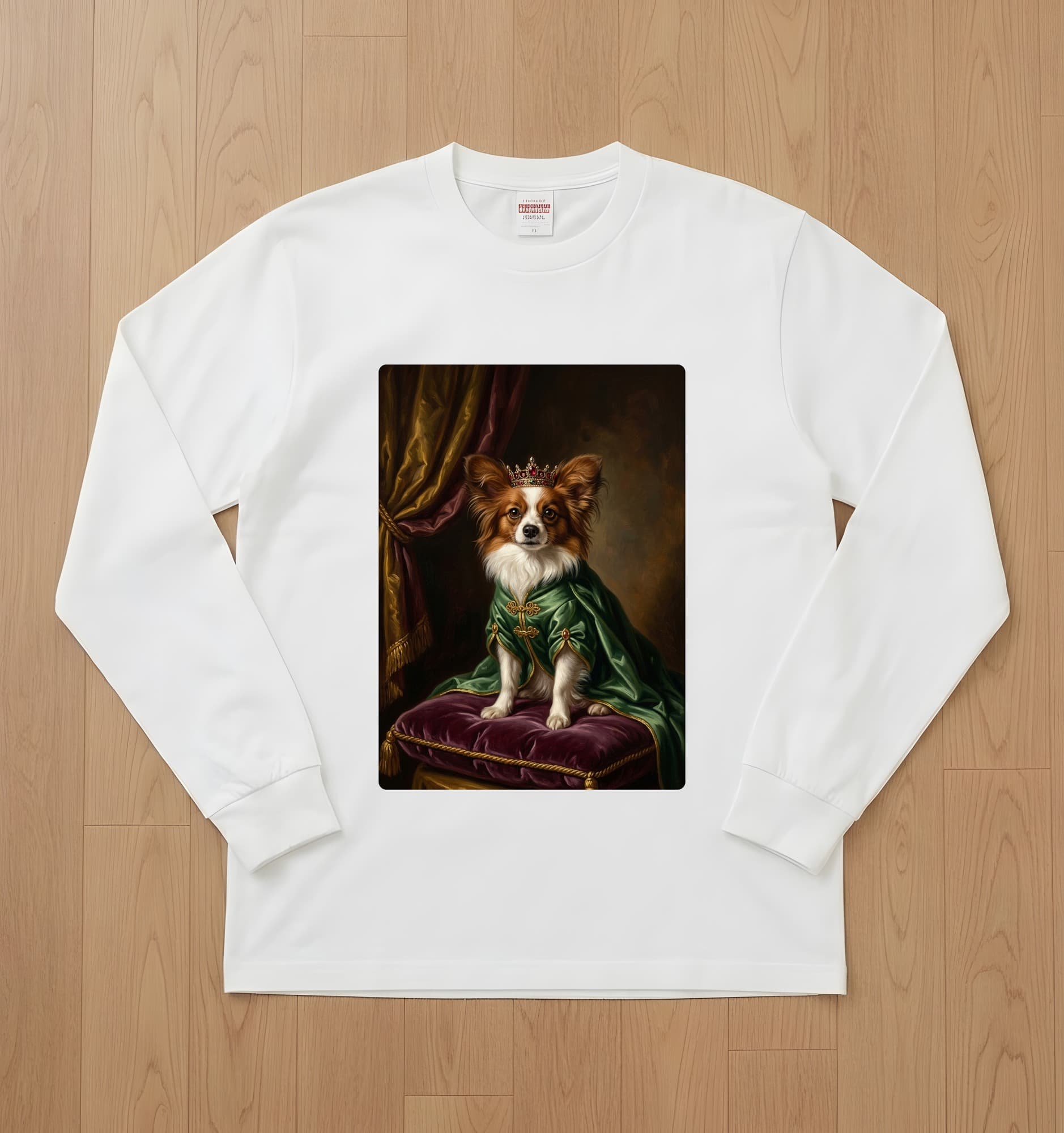 papillon Renaissance Portrait Long Sleeve T-Shirt (White)