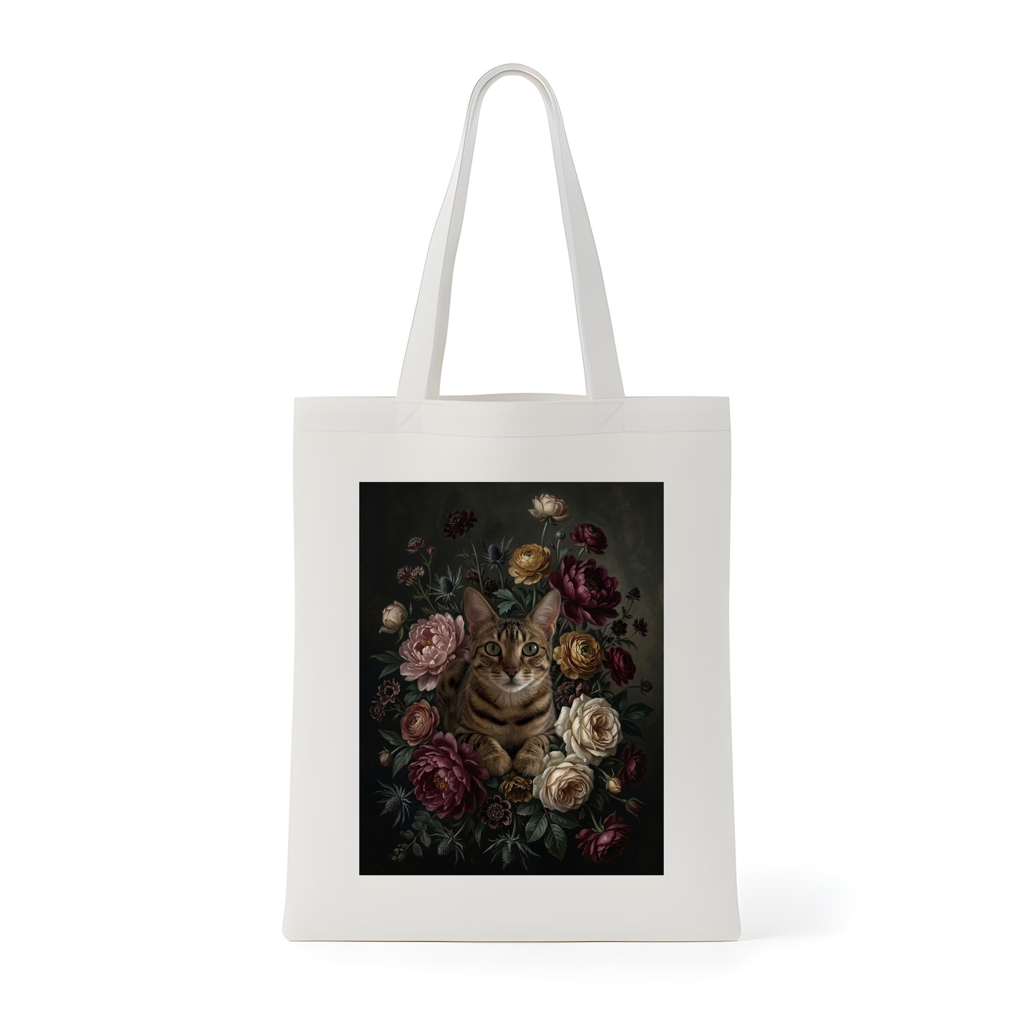 オシキャットの花の油絵風アート花柄トートバッグ