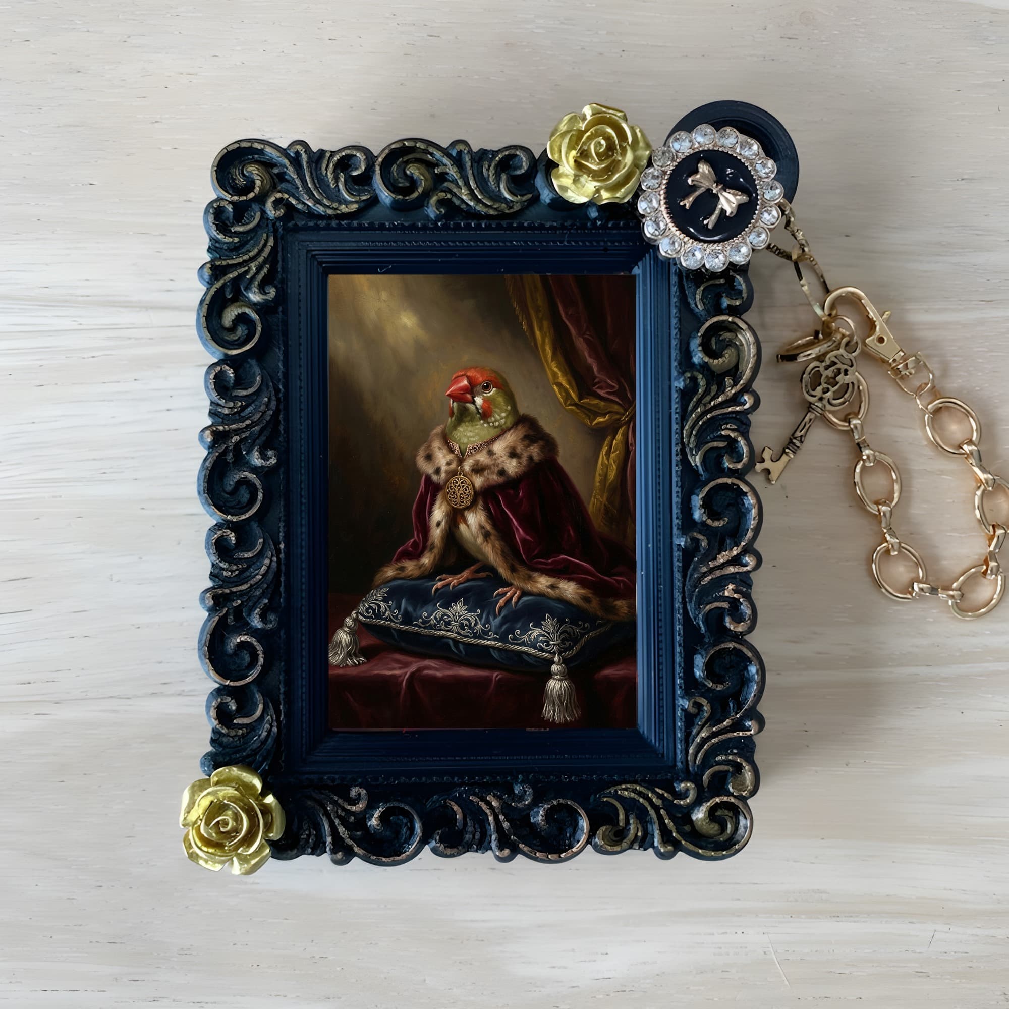Star finch Renaissance Portrait Bag Charm (Black)