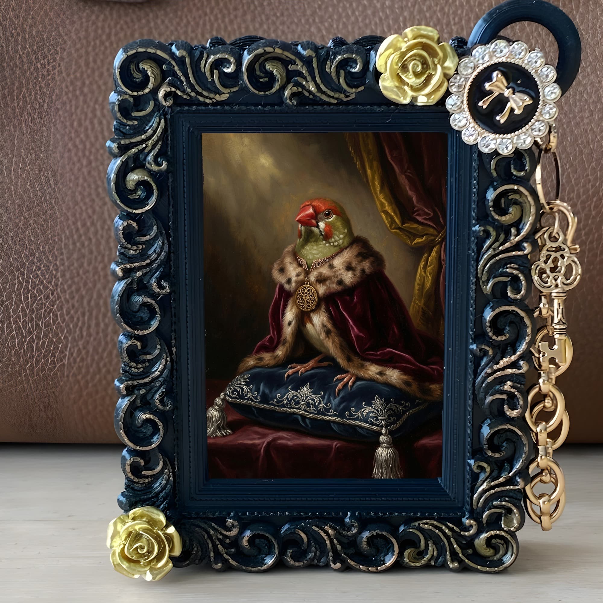 Star finch Renaissance Portrait Bag Charm (Black) 2