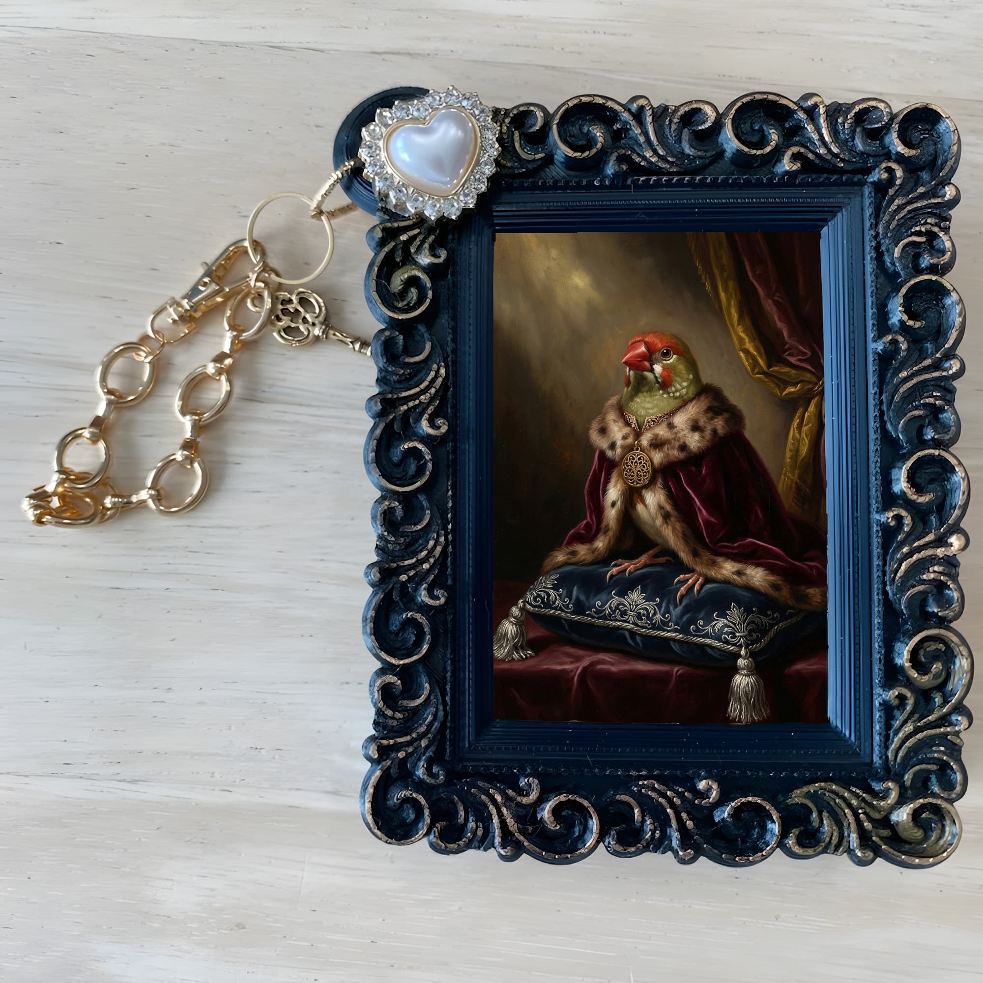 Star finch Renaissance Portrait Bag Charm (Black) 4
