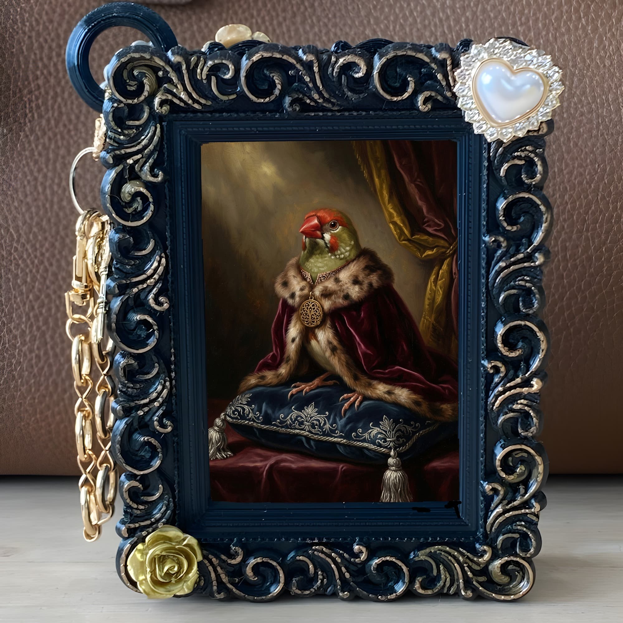 Star finch Renaissance Portrait Bag Charm (Black) 5