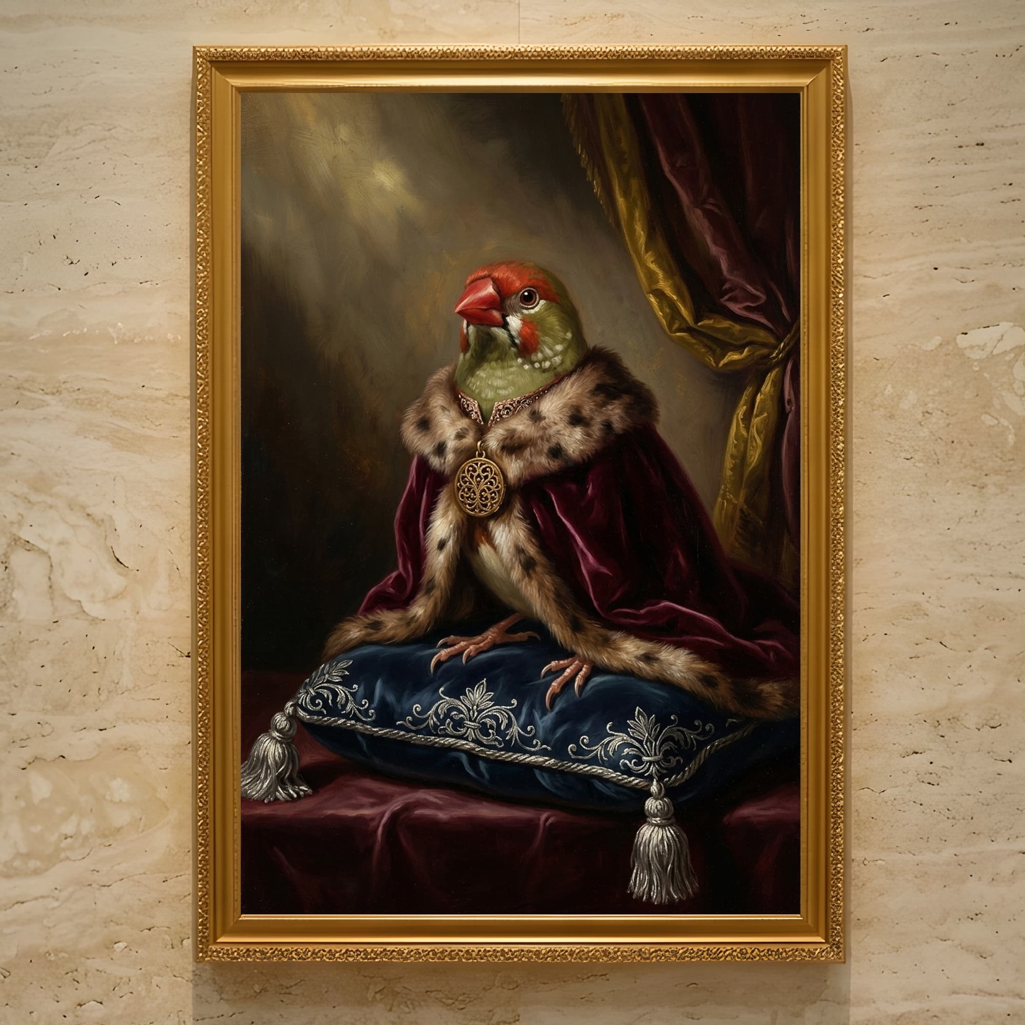 Star finch Renaissance Portrait Framed Art Print (A3)