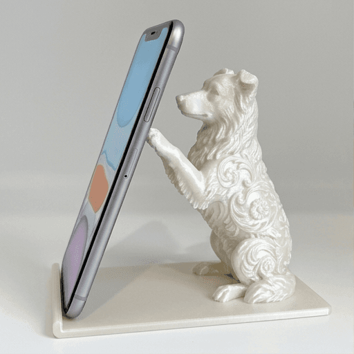 ボーダーコリーのルネサンス肖像画スマホスタンド(シルクホワイト)