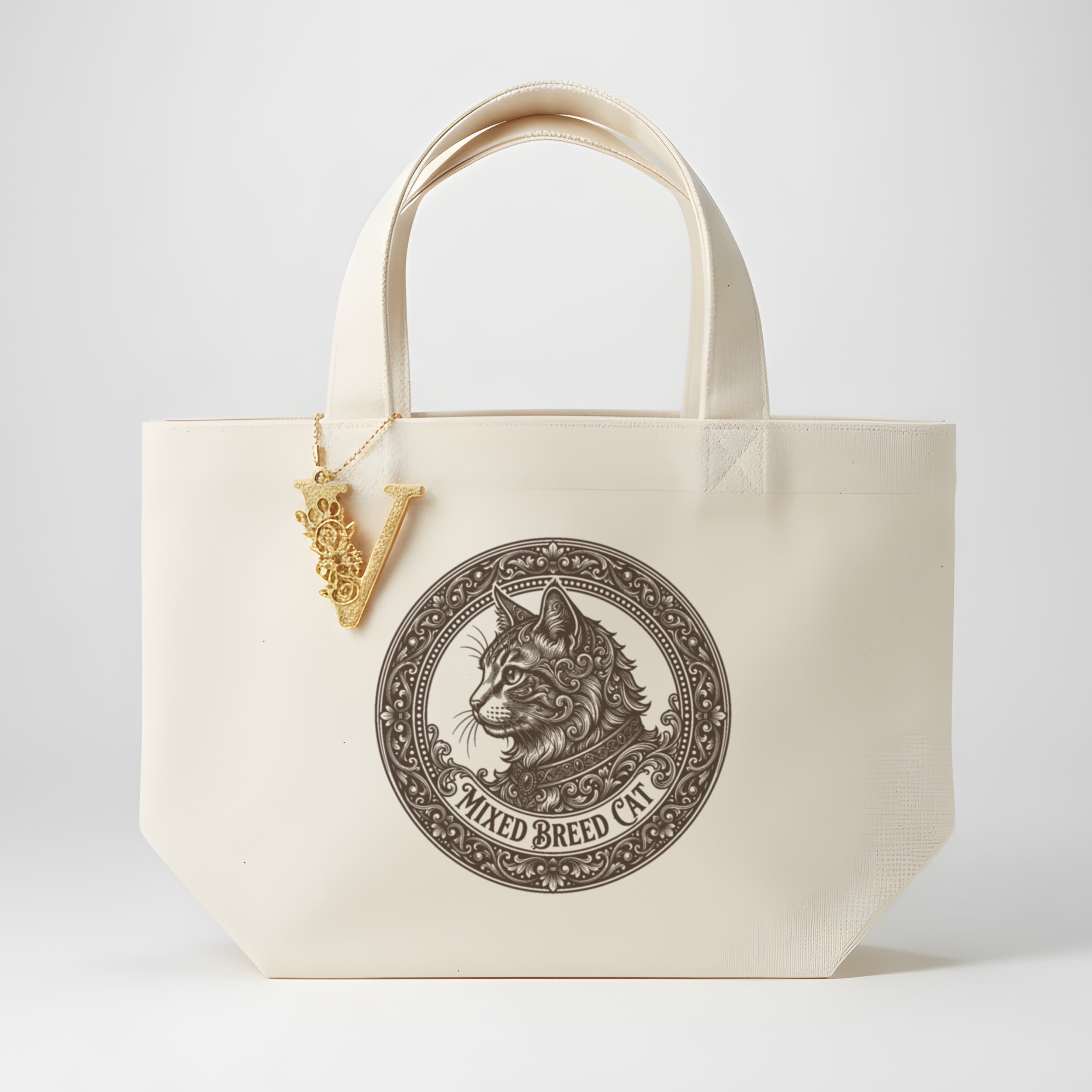 mixed breed cat Renaissance Portrait Mini Tote Bag