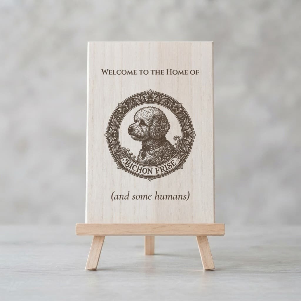 bichon frise Renaissance Portrait Wooden Welcome Board