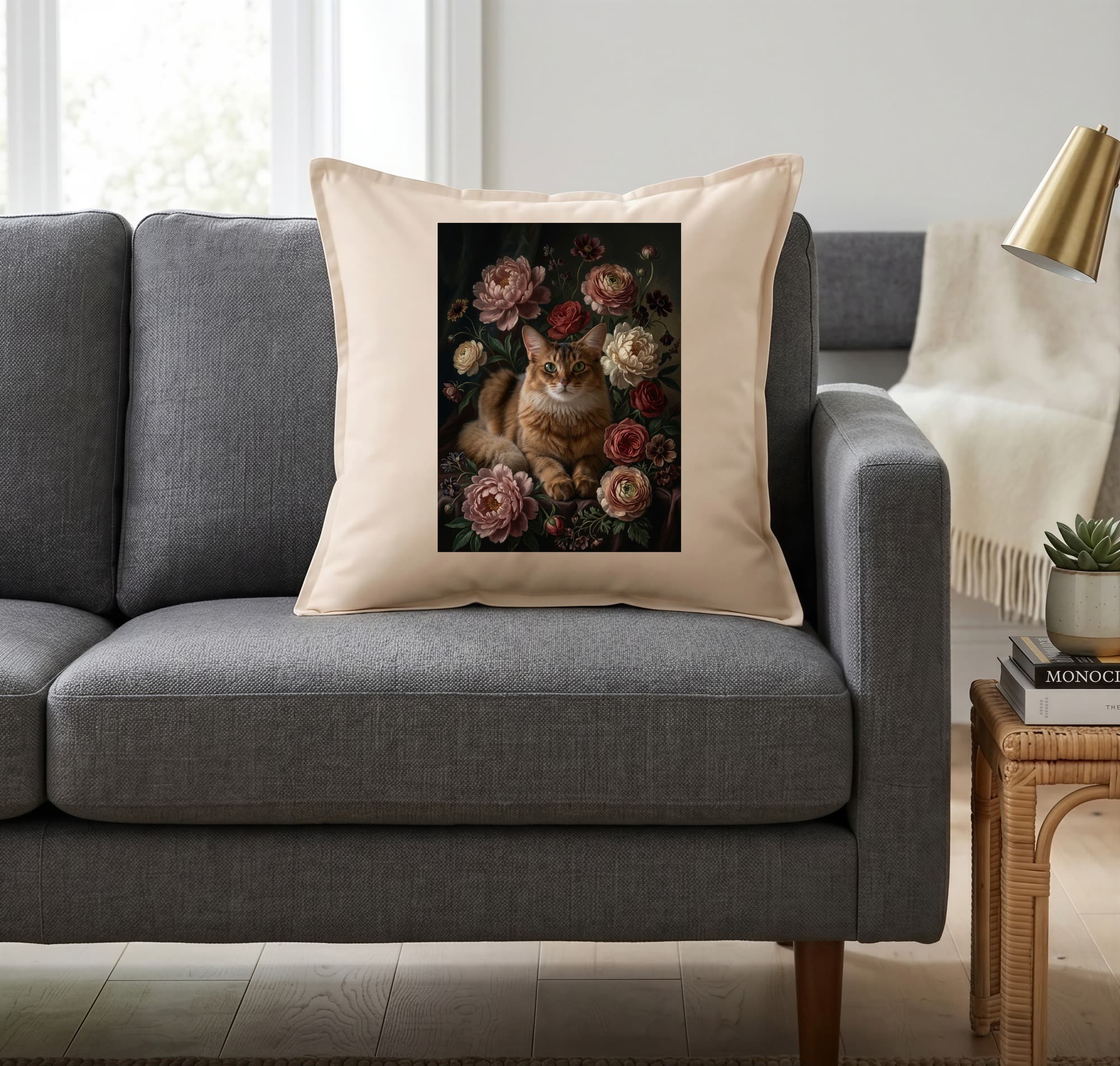 Somali Floral Oil-Painting Floral Cushion 2