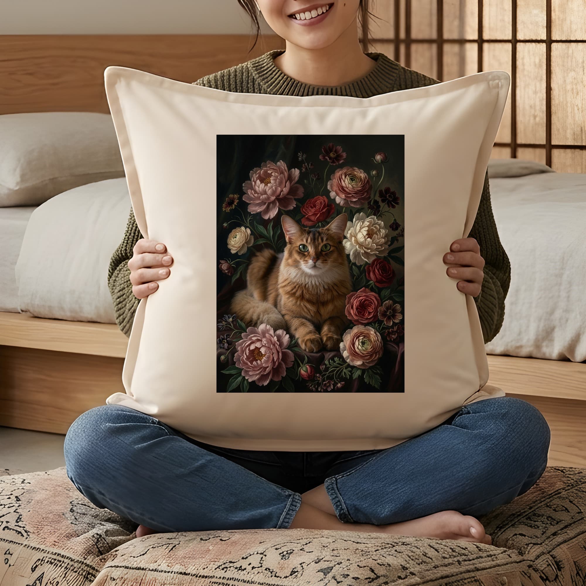 Somali Floral Oil-Painting Floral Cushion 3