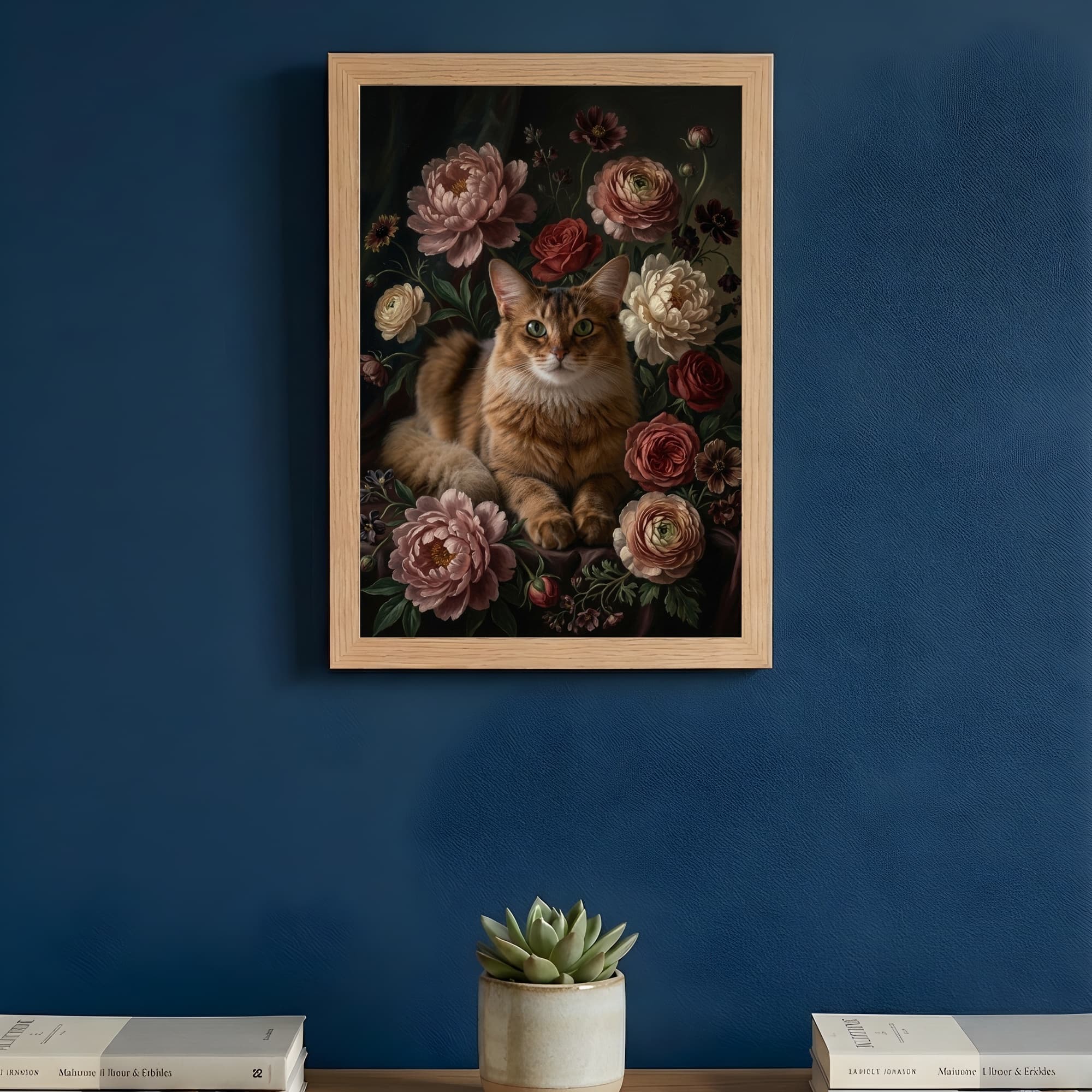 ソマリの花の油絵風アート花柄額装プリント(A4サイズ) 3