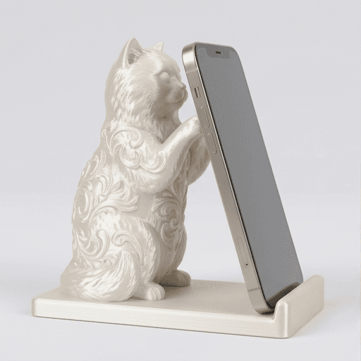 ヒマラヤンのルネサンス肖像画スマホスタンド(シルクホワイト)