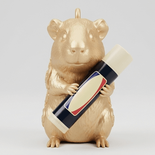 モルモットのルネサンス肖像画リップケース(シルクゴールド)