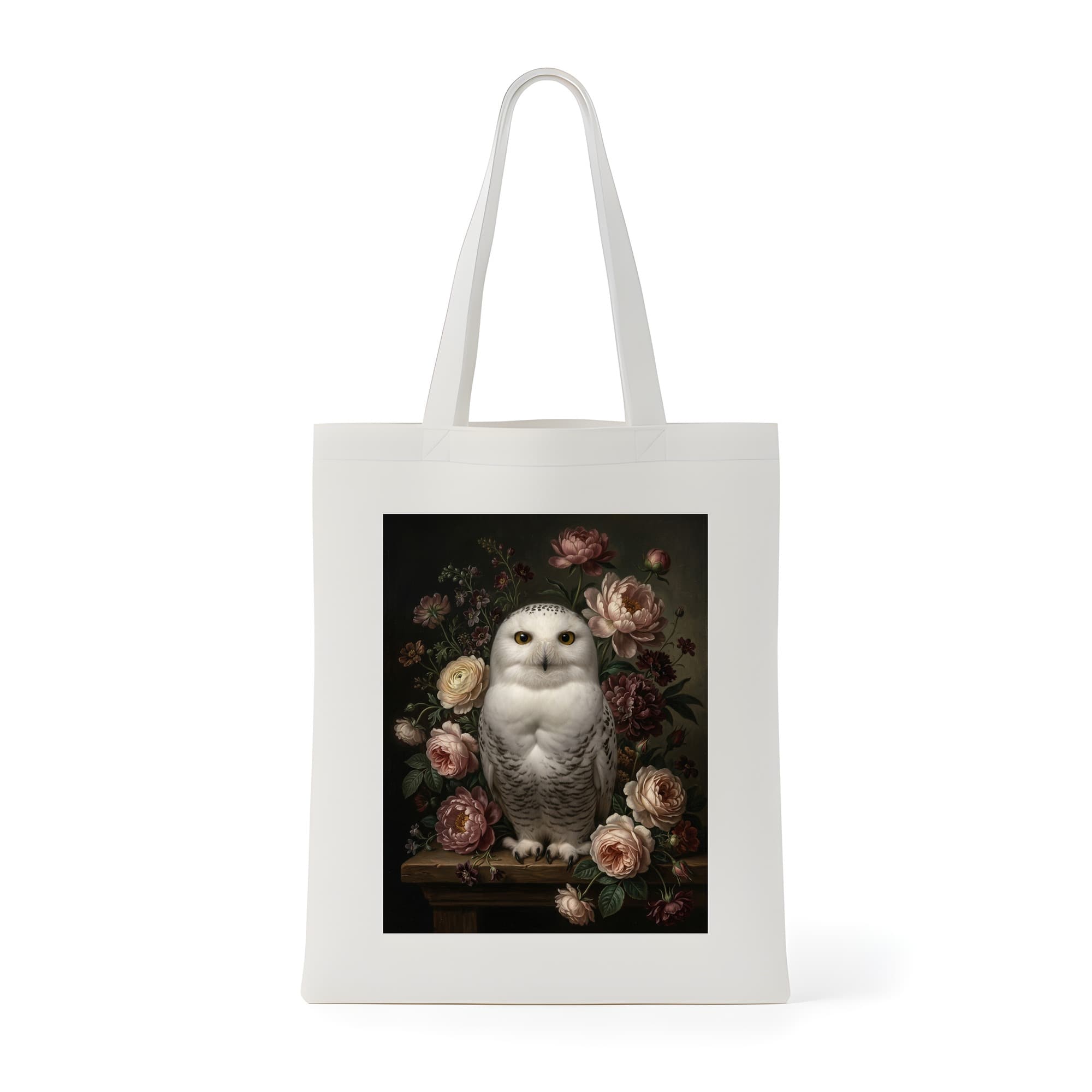 Snowy owl Floral Oil-Painting Floral Tote Bag
